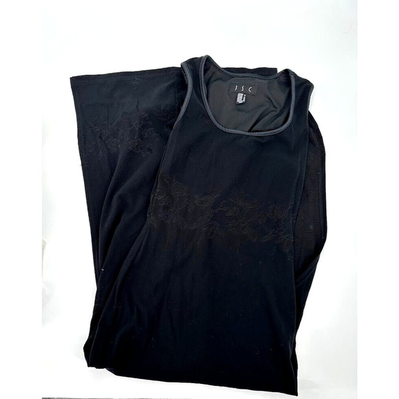 Vintage Y2K Black Rose Embroidered Maxi Dress Leg Slit Size 10 Whimsygoth Grunge - Picture 6 of 7